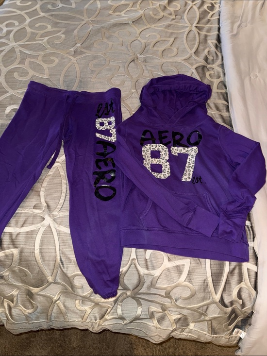 Aeropostale Tops - Aeropostale Purple Hoodie and Jogger Set with Leopard '87' Graphic